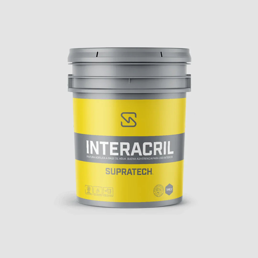 Cubeta amarilla de vinilo tipo 2 para interiores Supratech Interacril con tapa gris