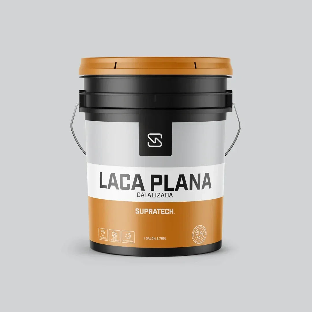 Bote de laca catalizada plana mate negra Supratech para acabados profesionales y duraderos