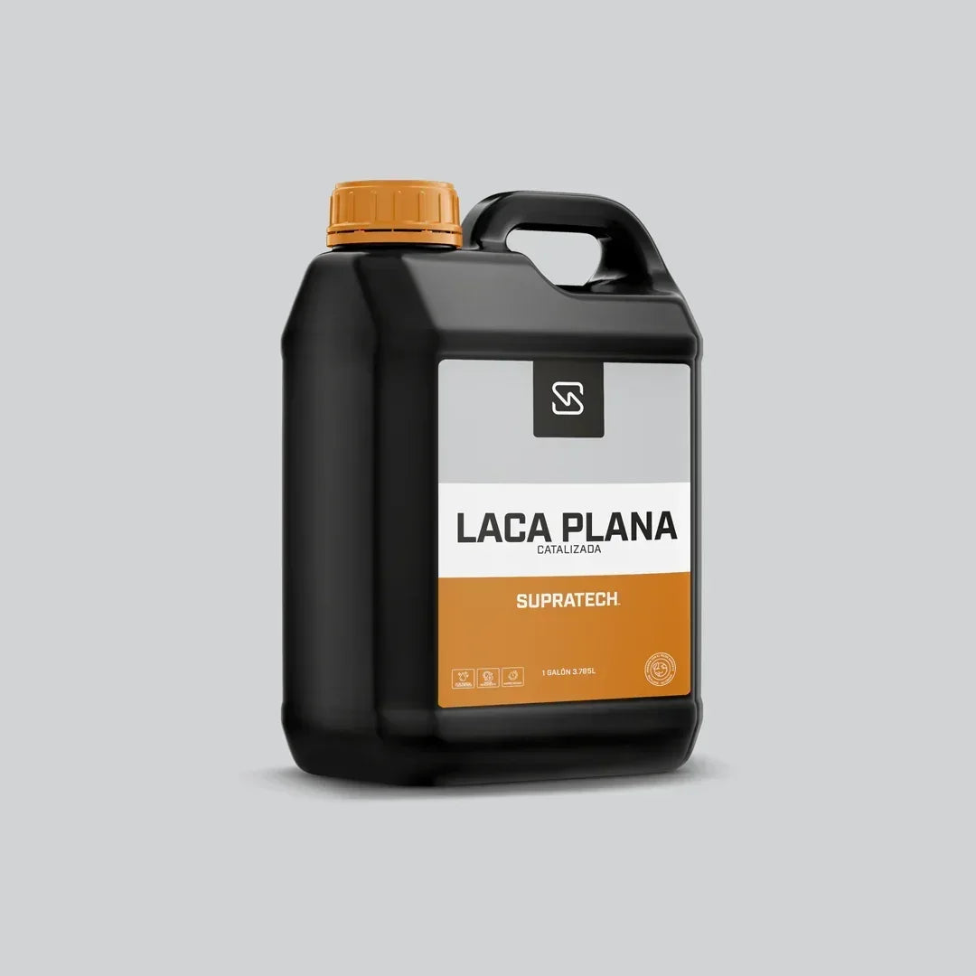 Envase de laca catalizada plana mate negra Supratech en galón para acabados profesionales