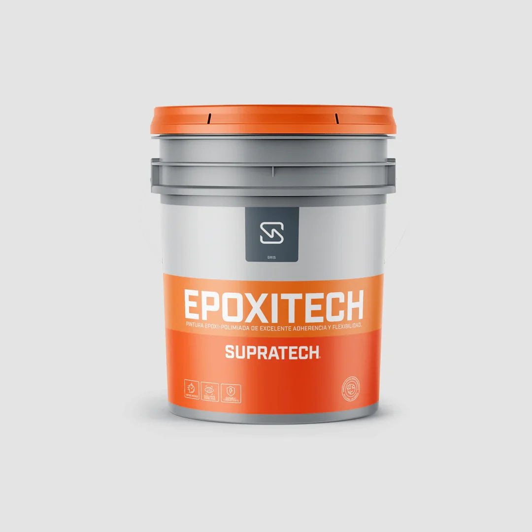 Pintura epóxica industrial anticorrosiva Supratech Epoxitech en envase grande con tapa naranja