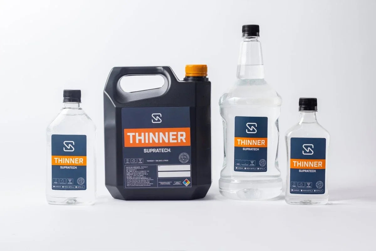 Envases de solventes Supratech thinner extra para pinturas en diferentes tamaños