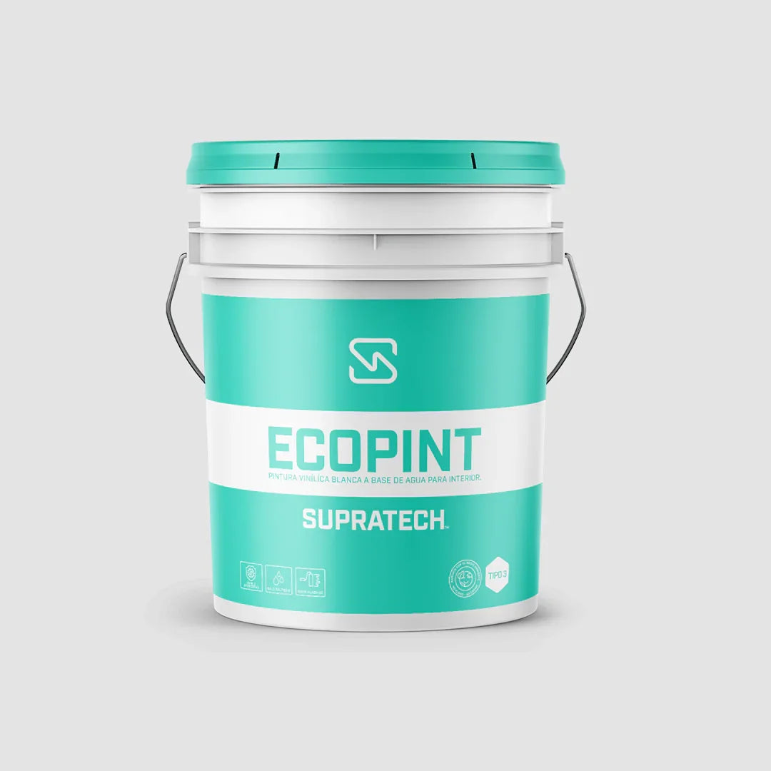 Balde de Vinilo Tipo 3 Ecopint de Supratech en color blanco y verde con tapa y asa